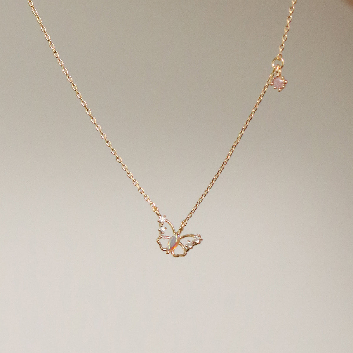 Butterfly cubic drop necklace