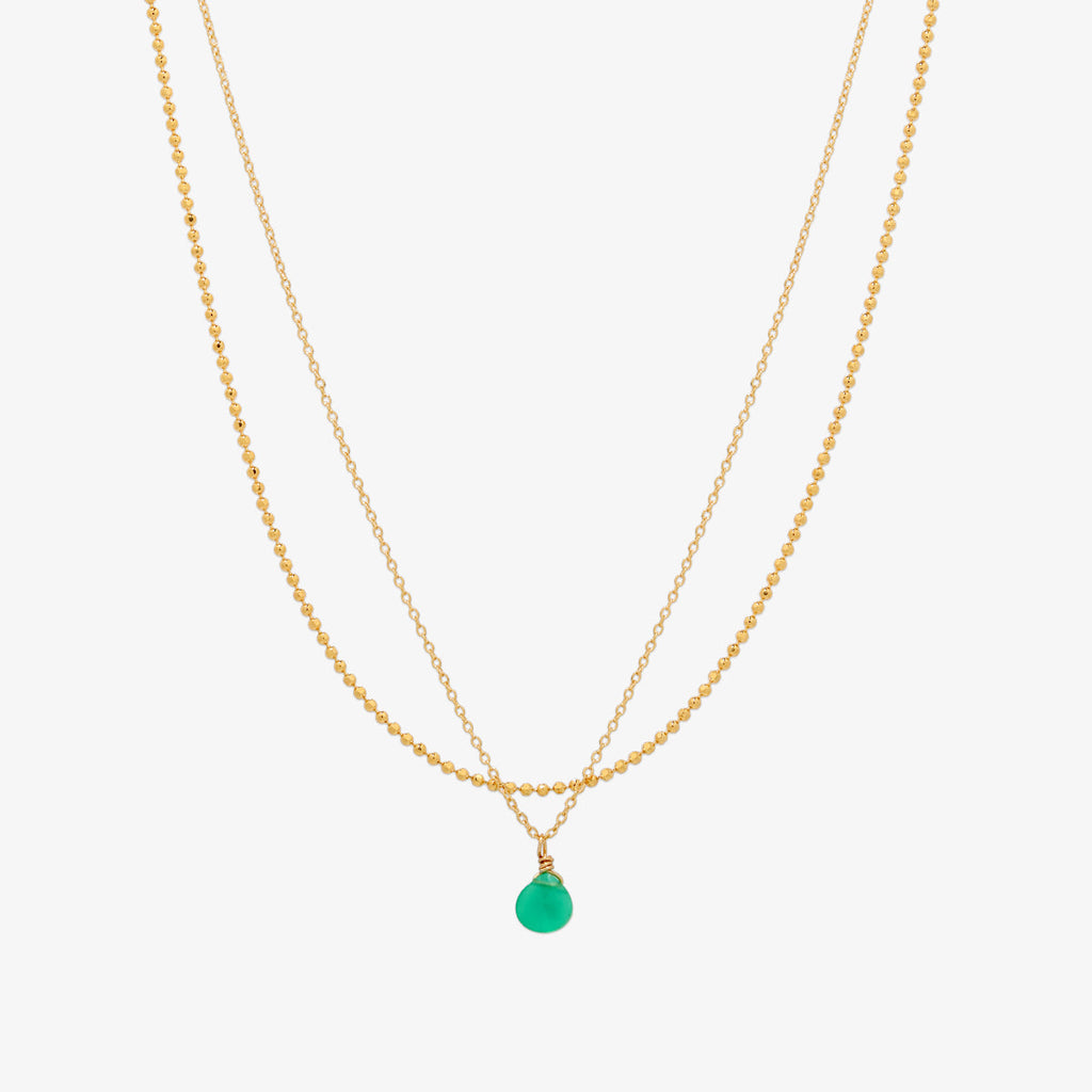 Gemstone two chains layered necklace