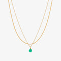 Gemstone two chains layered necklace
