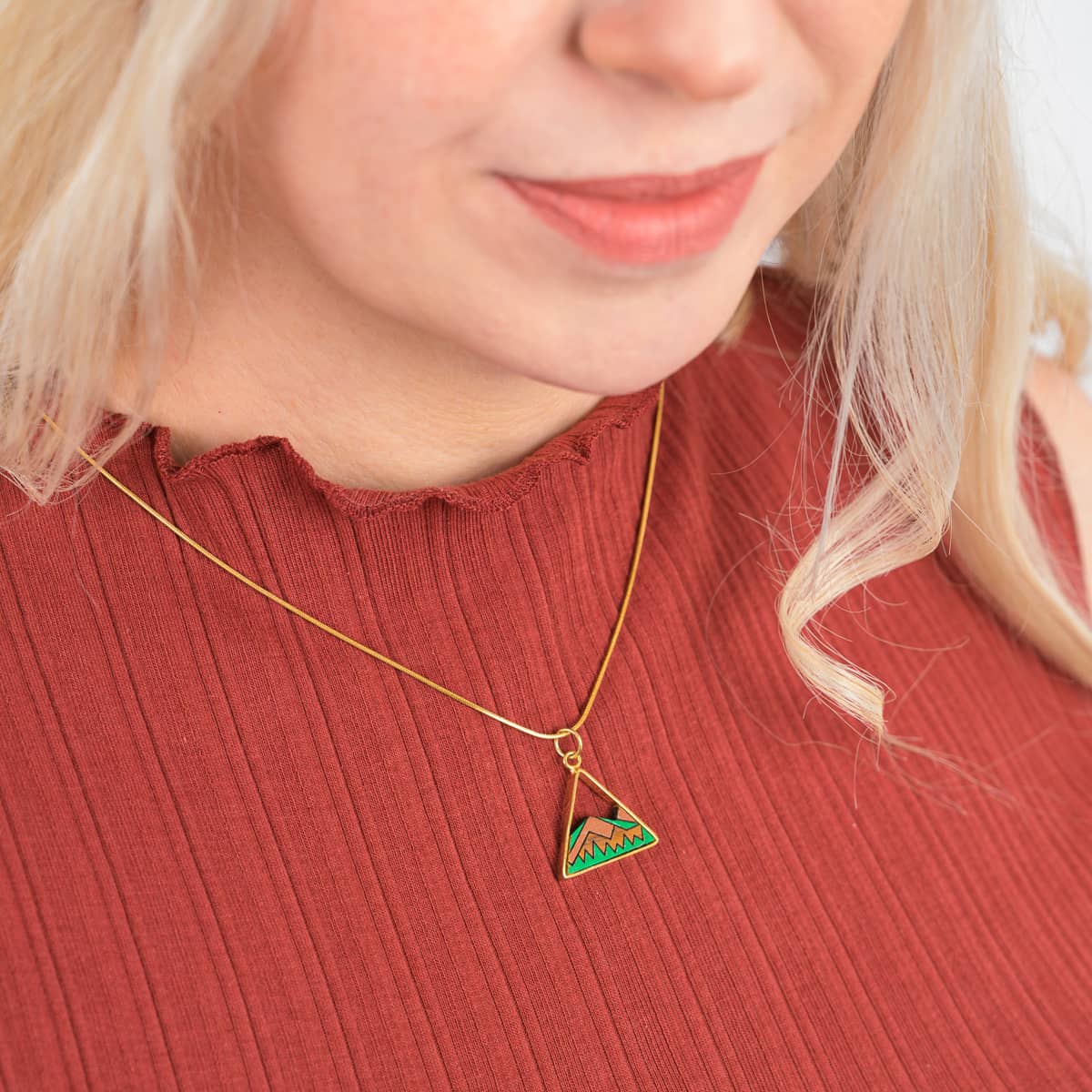 Hill Eco-friendly Recycled Wood Gold Necklace