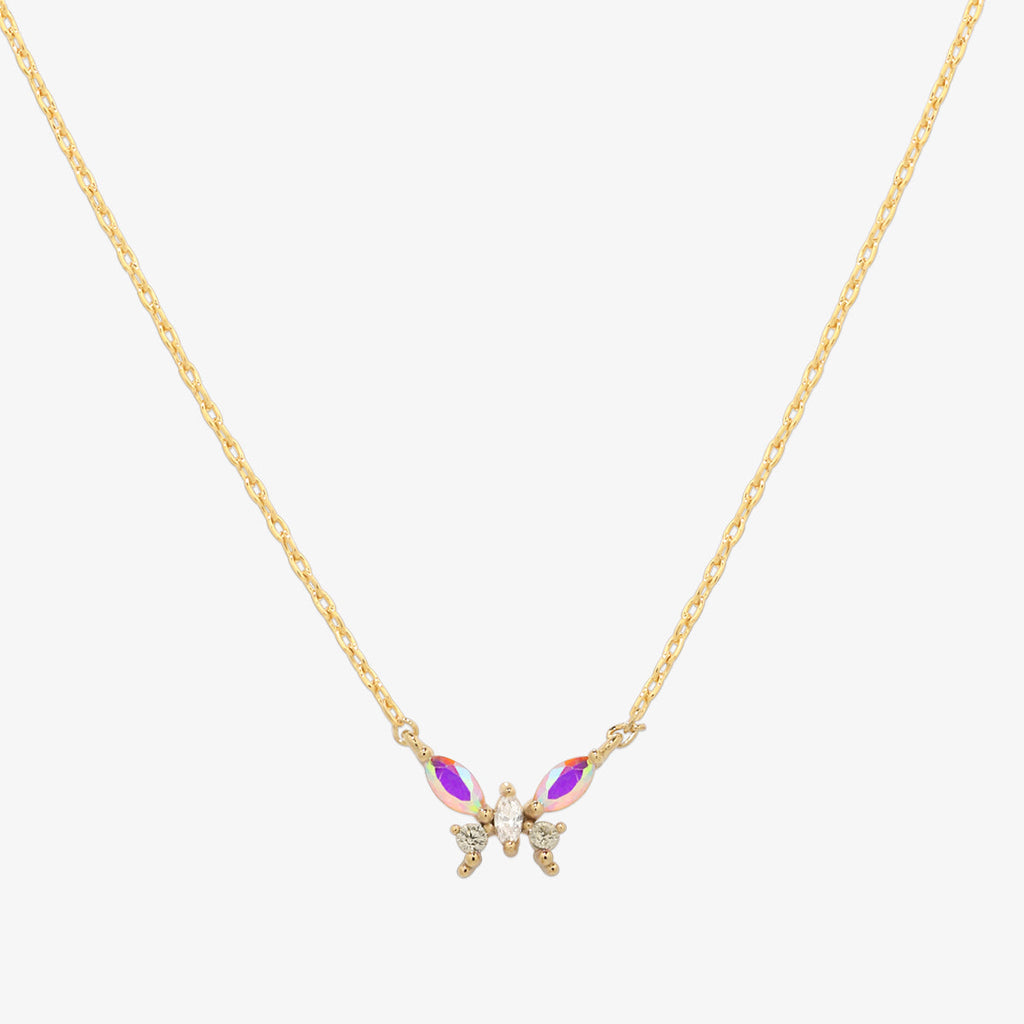 Smoked topaz butterfly necklace