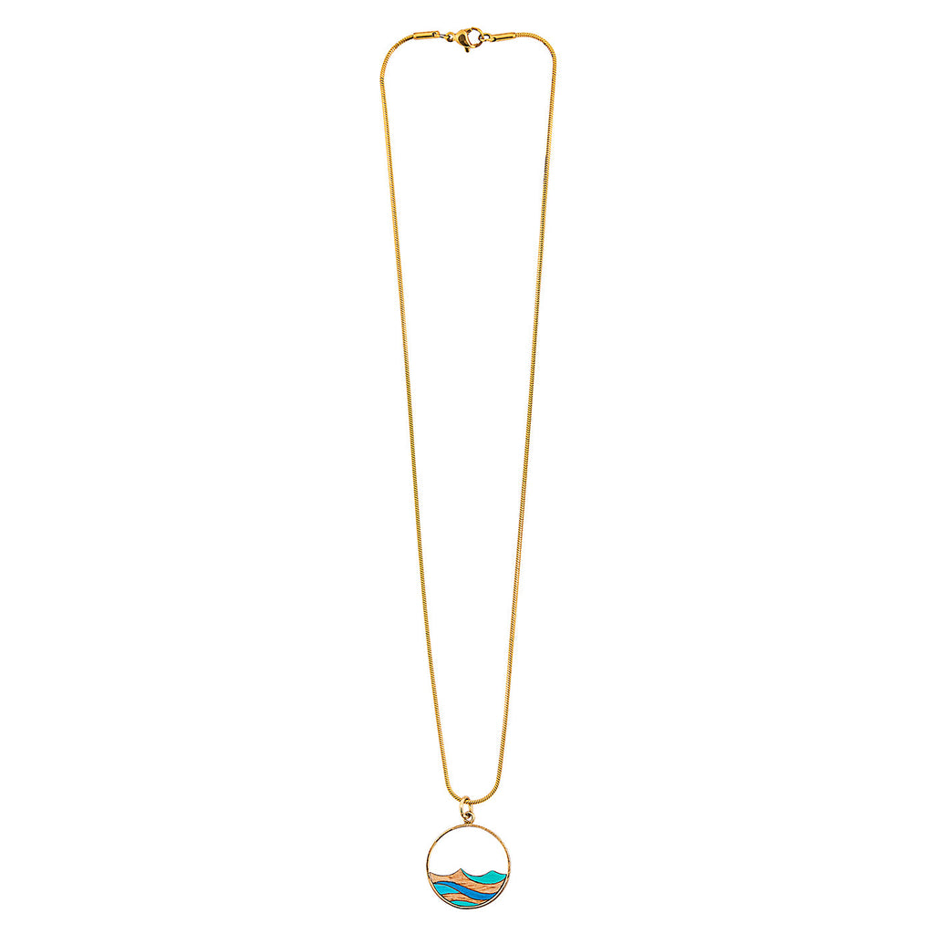Ocean Recycled Wood Gold Necklace